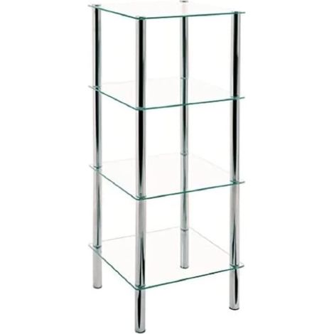 HAKU Möbel Scaffale cromo, Metallo, vetro di sicurezza - Dim. L 39 cm x A 107 cm x P 39 cm, Stile Moderno