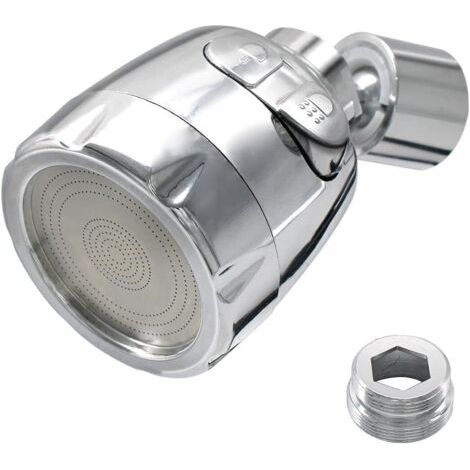 Wassersparender Regler mit 360° drehbarem Wasserhahnfilter, 49-mm-Luftmischer mit 2 Betriebsmodi als Erweiterungszubehör für Küchen- und Badarmaturen, verchromt (1/5)