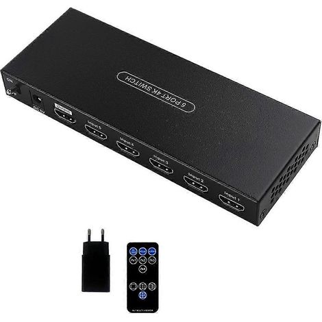 Un commutateur 2.0 compatible avec la 4K 60 Hz, un commutateur audio/écran 7.1 canaux, 5 entrées et 1 sortie, un commutateur 1080p et prend en charge les visuels 3D. (1/5)