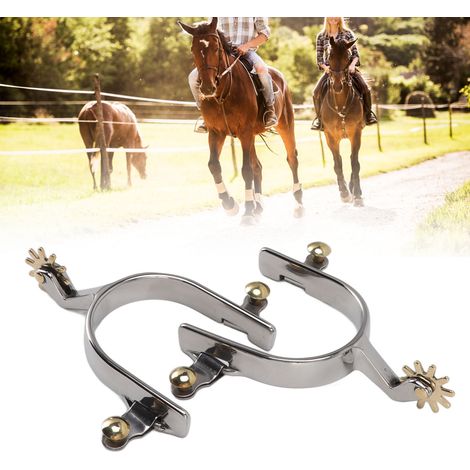 Une paire d'éperons de cowboy western en acier inoxydable et laiton, éperons de jardin d'extérieur exquis, accessoires d'équipement équestre. (1/5)