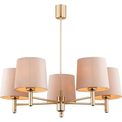 [NEUWERTIG] B-Ware Euluna Kronleuchter Polo 5 Flg. Beige Messing Dunkel Deckenlampe Deckenlampe