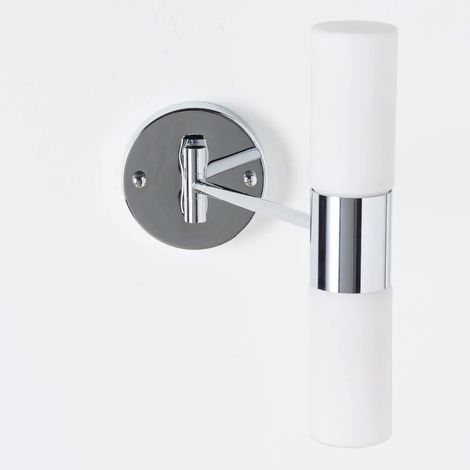 Applique de Salle de Bain Orientable Chromée en Métal et Verre 30 cm