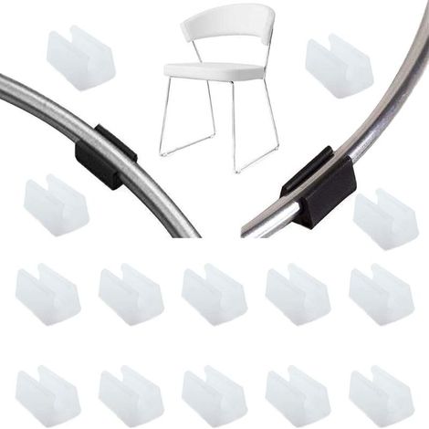 Patin Pied Chaise Tube Rond Embout Tube Pied Table Fauteuil Tampon Meuble Forme U Plastique Blanc Diamètre 14 mm,20Pcs (1/4)