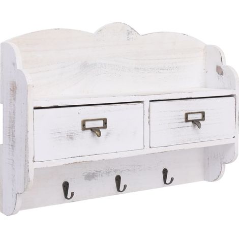 Porte-manteau mural Blanc 50x10x34 cm Bois (1/5)
