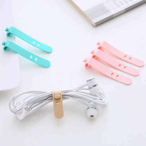 Lot de 4 enrouleurs de câbles en silicone pour écouteurs, organisateurs de fils (1/5)