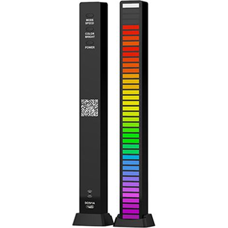 Barre Lumineuse LED RGB D09 Pickup Sonore, Commande par APP, Rythme Musical, 40 Perles, Noir, 5V, pour Fête et Ambiance (1/5)
