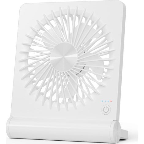 Petit ventilateur de bureau, ventilateur USB rechargeable à piles, ultra silencieux, vent fort, 3 vitesses (1/5)
