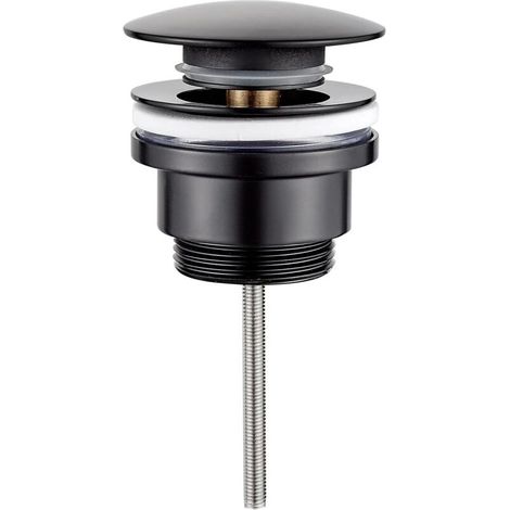 M20509B - Bonde de lavabo universelle 1/4'' avec/sans trop-plein, bonde de lavabo à vidage automatique, noir