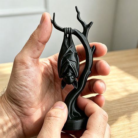 Neue, 3D-gedruckte Hängefledermausstatue, Halloween-Dekoration, gotisches Fledermausornament, Horror-Ornament. (1/4)
