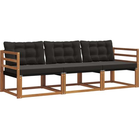 vidaXL Outdoor Sofa Set 3 pcs Natural and Black
