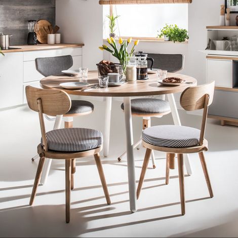 Tavolo rotondo Vox Balance 120cm Bianco e legno (1/4)