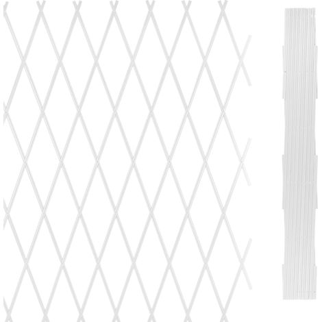 Traliccio Grigliato Estensibile In Pvc Sostegno Muro Fiori Piante Rampicanti Terrazzi Balcone Giardino Reticolato Fioriera Parete Verticale Bianco - 1x3 Mt