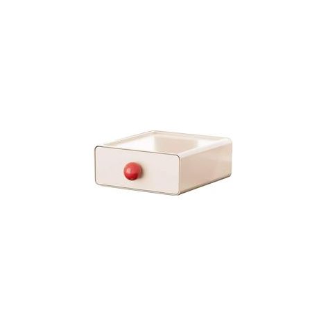 Schubladenbox, stapelbare Schreibtischbox aus Kunststoff mit großem Fassungsvermögen und ausziehbarer Schublade, geeignet zur Aufbewahrung von Schreibwaren und Kosmetikartikeln (Elfenbein) - Crezuo