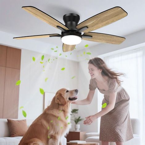 106 cm Deckenventilator mit Licht, doppelseitigen Flügeln, leisem LED-Deckenventilator mit Fernbedienung und reversiblem Gleichstrommotor für Schlafzimmer, Wohnzimmer und Küche (1/5)