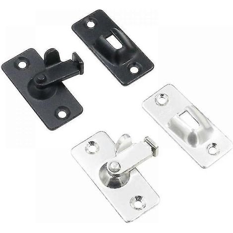 Lot de 2 verrous de porte solides à 90 degrés en acier inoxydable 304 pour porte coulissante, boucle à angle droit (noir + argent) (1/5)