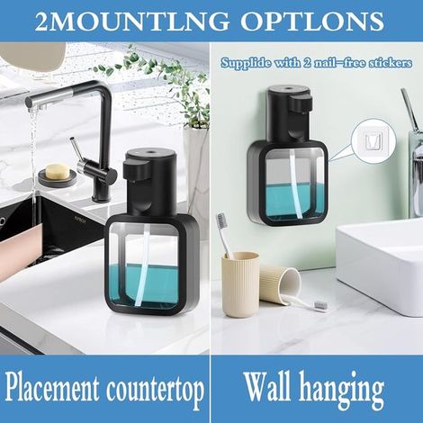 Dispenser di sapone elettrico automatico da 500 ml con sensore, dispenser di sapone regolabile, dispenser di sapone in schiuma ricaricabile (1/5)