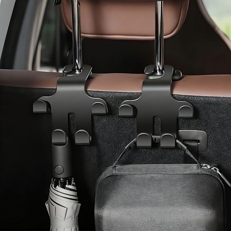 Lot de 2 crochets de rangement pour voiture — Crochets pour appuie-tête de siège — Organiseur multifonction pour véhicule
