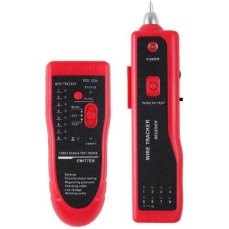 pair Traceur de Câble Électrique RJ45 RJ11 Ethernet LAN - Testeur de Câble Réseau Multifonction avec Continuité et Toner Tracer - Outil Idéal pour Techniciens Télécom et Bricoleurs Domestiques Red (1/5)