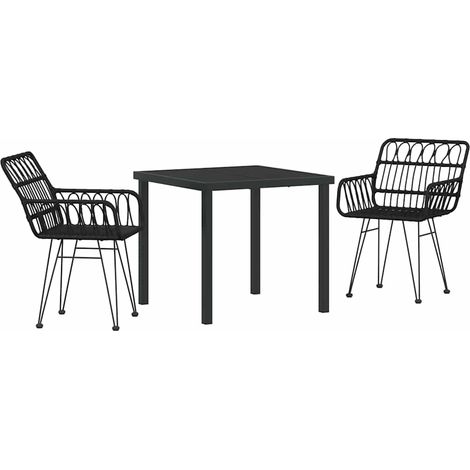 Garden Dining Set 3 pcs Black Poly rattan vidaXL (1/5)