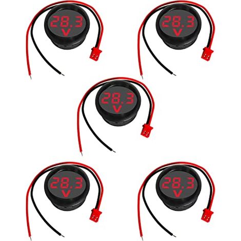 5 Pièces DC 4-100V Voltmètre Numérique, 2 Fils Testeur de Tension à 3 Chiffres Mettage d'affichage LED avec Protection Anti-connexion pour Voiture/Marin/Bateau (Rouge) Rouge -