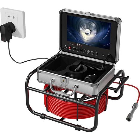 Caméra Endoscope de Tuyau 720P avec Capteur CMOS 1/3, Caméra D'inspection de Tuyau avec Moniteur Couleur LCD 9 Pouces, Diamètre 17 Mm, 8 Lumières LED Réglables, Vidéo, Son, Photos (F951DC17-50M (1/5)