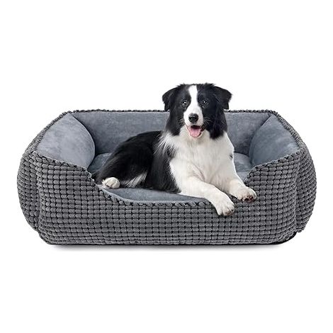 Panier pour Chien, Lit Moyen Taille Lavable, Antidérapant Coussin Anti-anxiété Doux et Chats, 76x61x23cm (1/5)