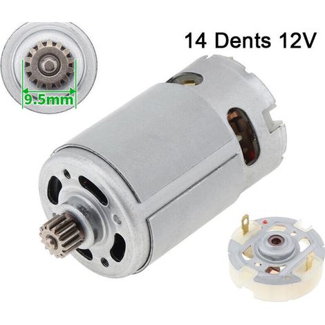 Ulisem Moteur à courant continu RS550 à deux vitesses avec 14 dents - Moteur brossé - 12V, plus porte-balais de service