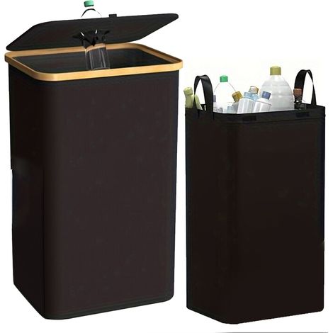 Conteneur de consigne de 100 L avec couvercle, grand bac pour bouteilles vides, collecteur de bouteilles avec trou, rangement pour (1/5)
