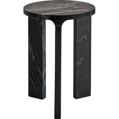 Table d'Appoint Marbre Noir Style Art Déco - Noir profond marbré (1/5)