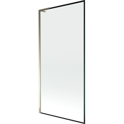 Mexen Next L paratia da vasca 1-anta 90 x 150 cm, cornice nera, oro - 895-090-000-03-70-50 (1/5)