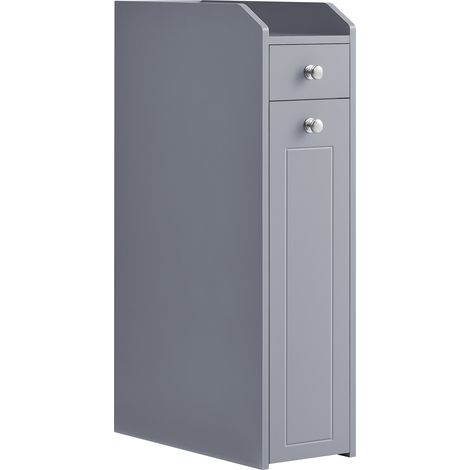 Vasagle – Meuble de salle de bains étroit 40 x 18 x 70 cm – Panneau MDF – 2 niveaux de rangement – Tiroir pour petits objets – Roulettes pour accès facile