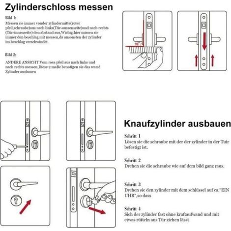 Cylindre de serrure - Bouton sécurisé Inclus 5 clés - Porte d'entrée - Chrome 30 30 (1/5)