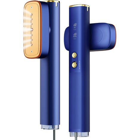 Défroisseur à Main,1200W Steamer,15S Chauffage Rapide,Réservoir 120ml amovible,Vapeur 22g/min, Défroisseur vertical 2 en 1 Bleu. (1/5)