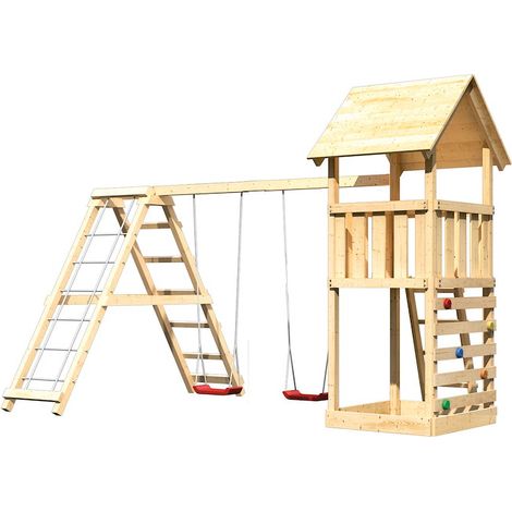Akubi Lotti Satteldach natur DSA+KG+Kletterwand