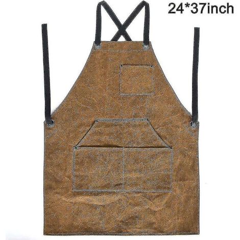 Tablier de Soudage - Cuir Fendu de Vache Épais - Ignifuge Résistant à la Chaleur - Pour Travaux Lourds - 24 x 37 Pouces