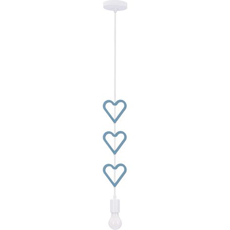 Suspension enfant cœurs blanc/bleu E27 Hets Candellux (1/2)