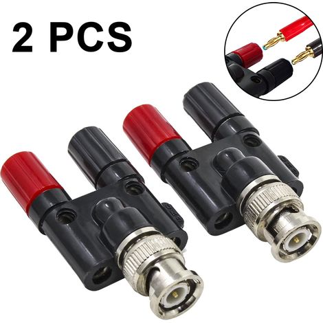 Connecteur répartiteur coaxial BNC mâle vers double prise banane femelle, lot de 2
