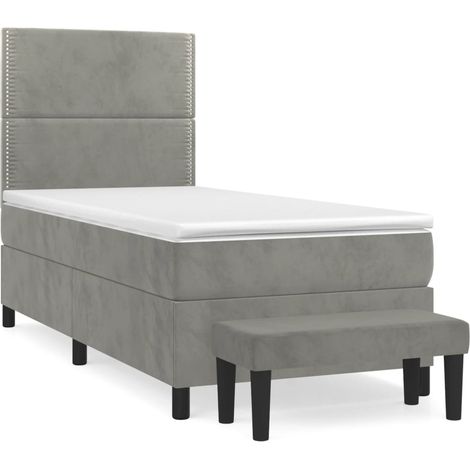 Maison Exclusive - Sommier à lattes de lit et matelas Gris clair 100x200cm Velours (1/5)