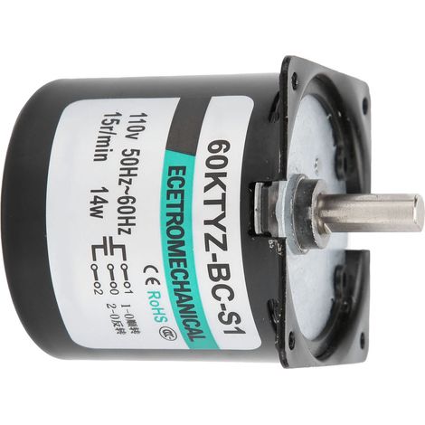 Mini moteur synchrone à courant alternatif, à engrenages métalliques, à aimant permanent et à faible vitesse, pour générateur DIY (14 W, 15 tr/min, 110 V CA). (1/5)
