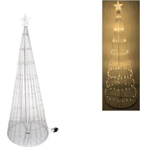 Albero di natale con 198 luci led bianco caldo luminoso decorazione esterno casa negozi pub cm190 struttura in metallo antivento (1/4)