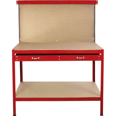 Workbench With Pegboard And Drawer In Red (1/7)