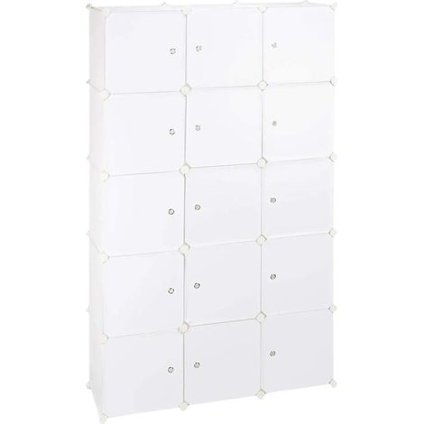 Mensola a cubo, contenitore per armadio, 11 scomparti, 2 aste in plastica bianca 1300012622