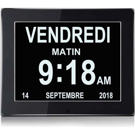 [MAI UTILIZZATO]Orologio digitale LCD con calendario, orologio digitale con indicazione del giorno, sveglia con ampio schermo, orologio da parete, orologio per genitori con Alzheimer (1/4)