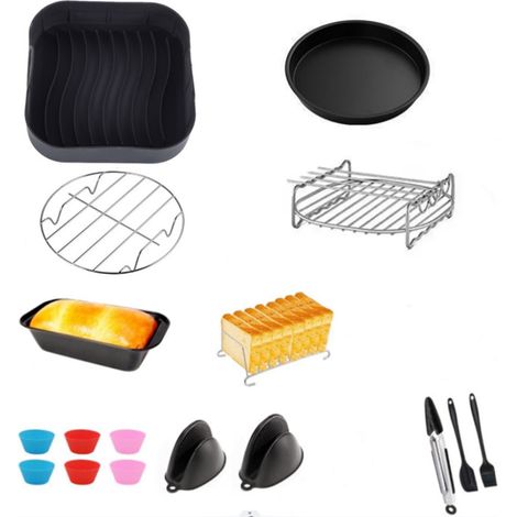 1 kit accessoire friteuse à air chaud, compatible Ninja Foodi AF300EU/AF400EU/AF500EU, grille double niveau, silicone alimentaire sans BPA, acier inoxydable 304 (1/5)