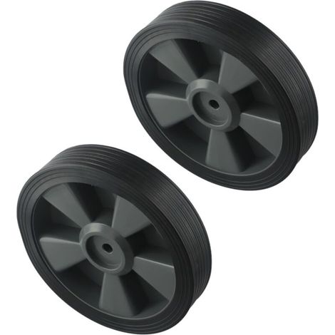 Lot de 2 roues de rechange en plastique pour barbecue et autres barbecues - Diamètre : 195 mm - Hauteur : 40 mm - Trou de montage de l'arbre : 8-10 mm (1/5)