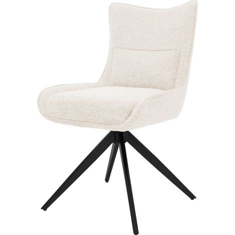 ML-Design Poltroncina sala da pranzo girevole a 360° imbottita con rivestimento in tessuto gambe in acciaio e piedini antigraffio regolabili sedia moderna per cucina soggiorno e salotto beige (1/5)