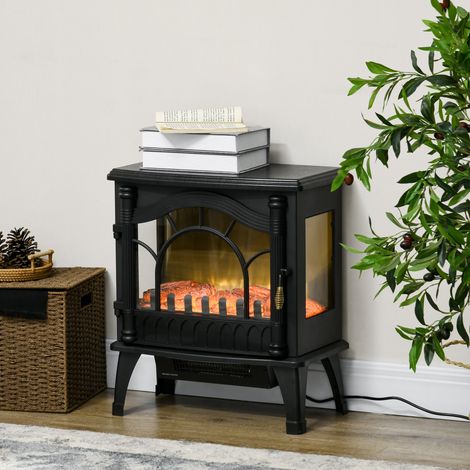 Caminetto elettrico 1000W/2000W con temperatura regolabile e protezione contro il surriscaldamento, 55x31x58 cm, nero. (1/5)