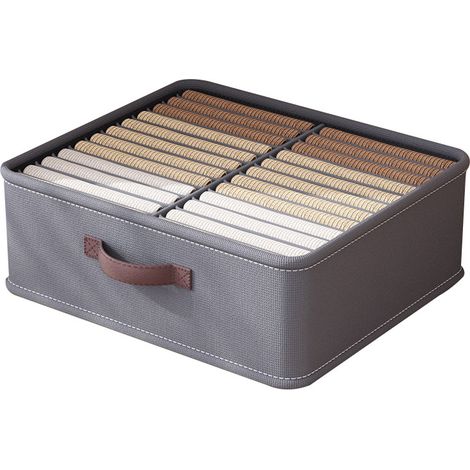 Paquet de 2 paniers de rangement pour tiroirs à leggings durables, boîtes de rangement avec grille avec poignées (Double rangée 16 cellules) (1/5)
