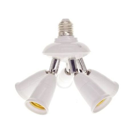 3 en 1 E27 Socket adaptateur répartiteur, E26/E27 Standard ampoules LED bases de lampe, convertisseur Lustre Douille avec 360 degrés réglable à 180 ° 568, 5 in 1 Adjustable (1/5)