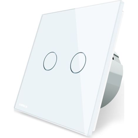 Interrupteur double Livolo tactile, en verre, blanc (1/5)